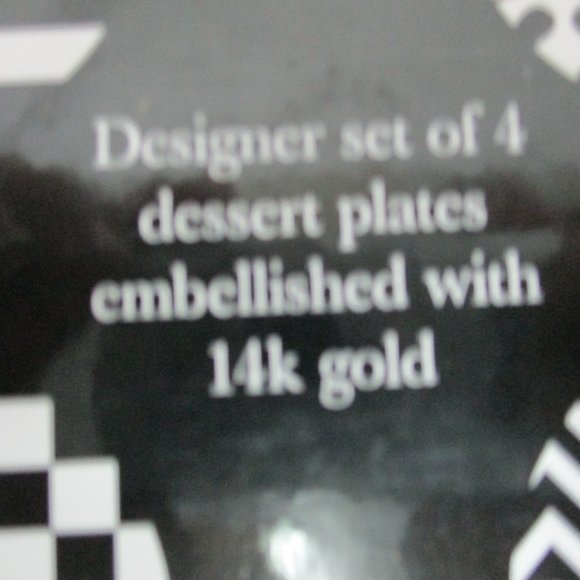 Macy's Designer Set 4 Dessert Salad Appetizer Plates 14K Gold Embellished 6” NEW - Picture 12 of 12